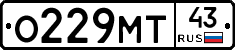 О229МТ43 - 