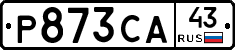 Р873СА43 - 